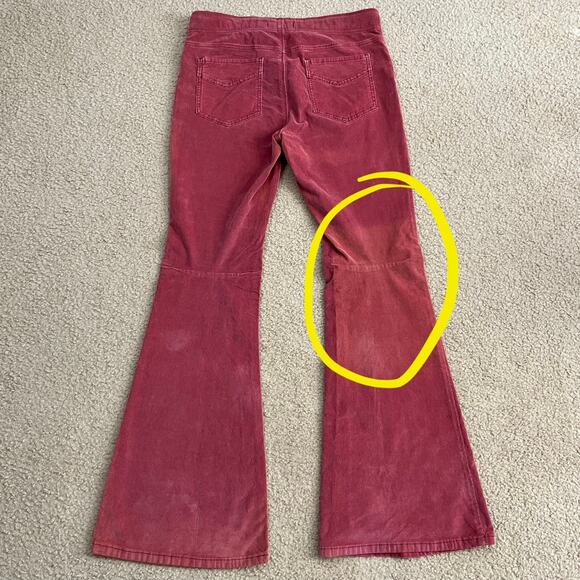 Free People Corduroy Pink Pull On Flare Pants Size 32 (flawed) - Picture 6 of 9